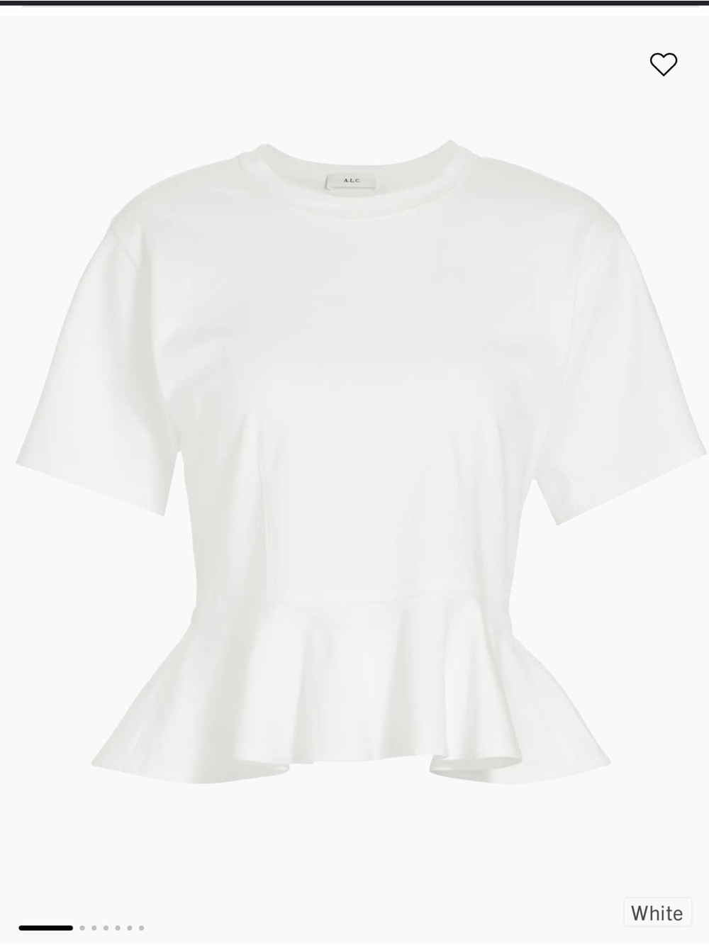 A.L.C. Roxy Cotton Peplum T-Shirt White XL
